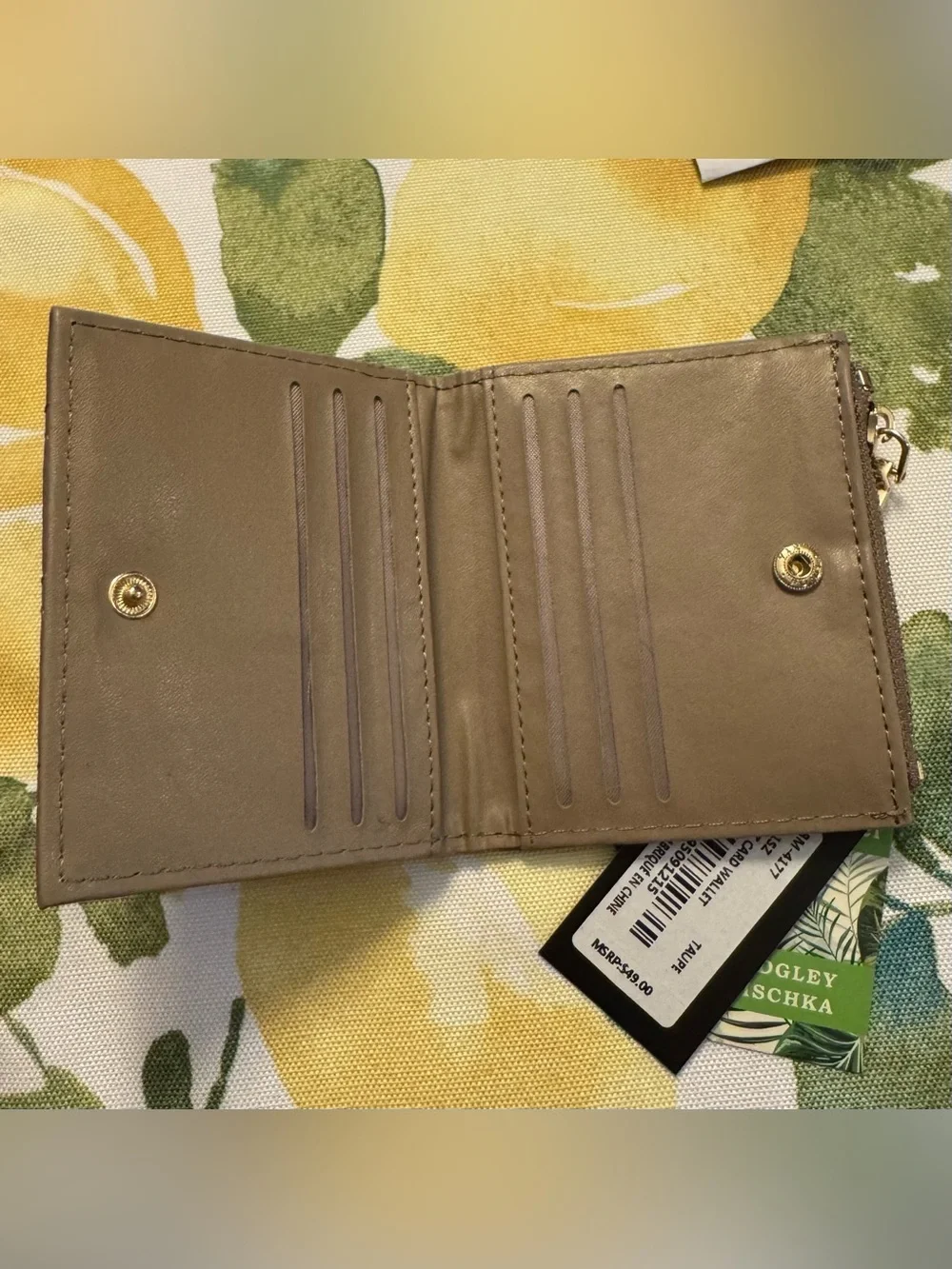 Badgley Mischka Brown Quilted Clutch with Gold Logo Hardware